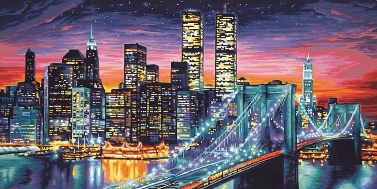 Diamantno slikanje Nočni New York 30 × 40 cm