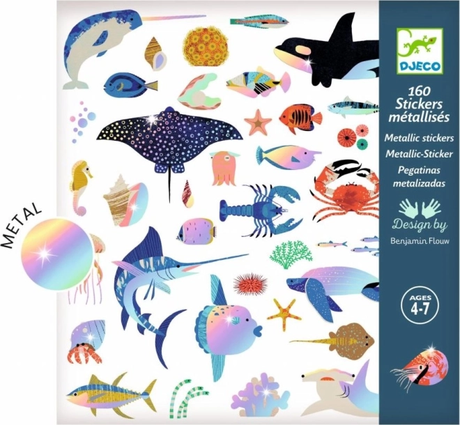 Djeco kovinske nalepke – ocean, 160 kosov