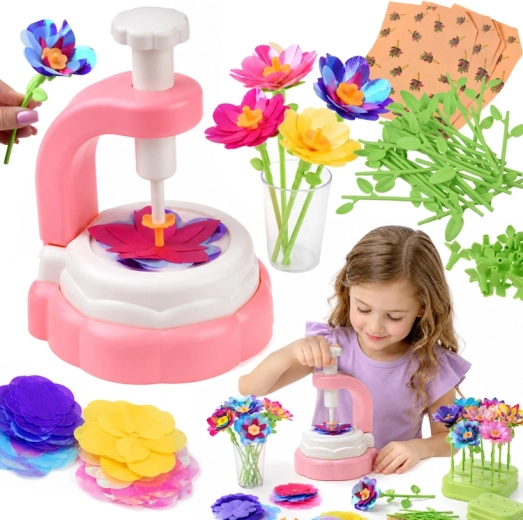 Creative DIY kit for making fabric flowers with a press, vase and accessories