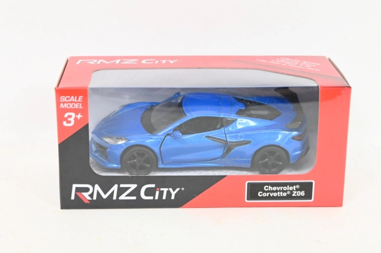 RMZ Chevrolet Corvette Z06 2023 – moder kovinski model 1:37 s pull-back pogonom