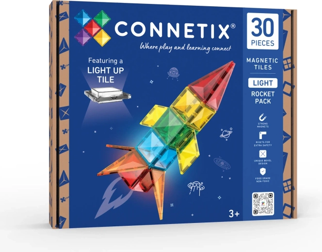 CONNETIX svetleči komplet raketa, 30 delov