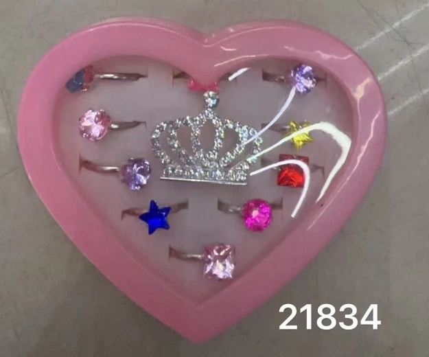 Prstani z kamni in krono - komplet 11 kosov