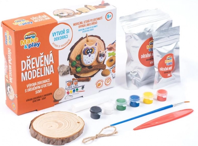 MODELO lesena modelina – sove, samostrjevalna masa za ustvarjanje