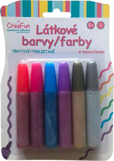 CreaFun barve za blago z bleščicami – set 6×42 ml