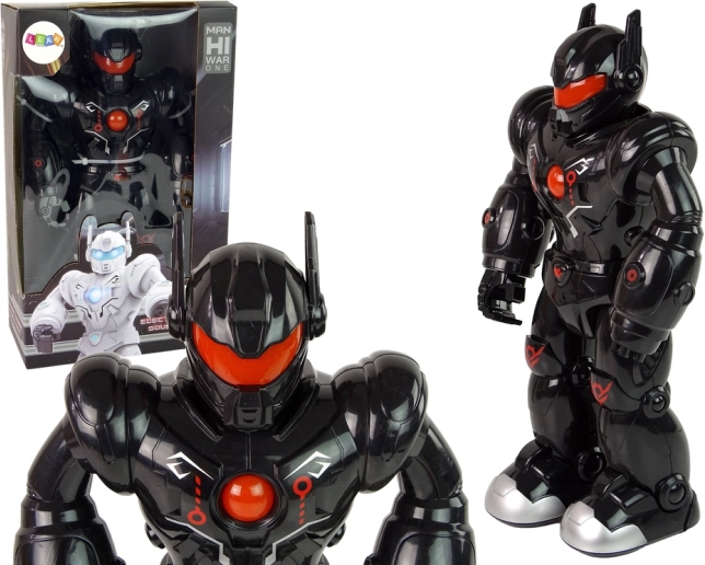 Interaktivni črni robot z lučmi in zvoki