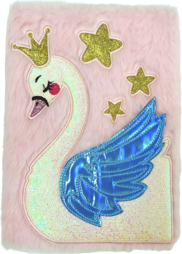 Plush A5 notebook with swan motif