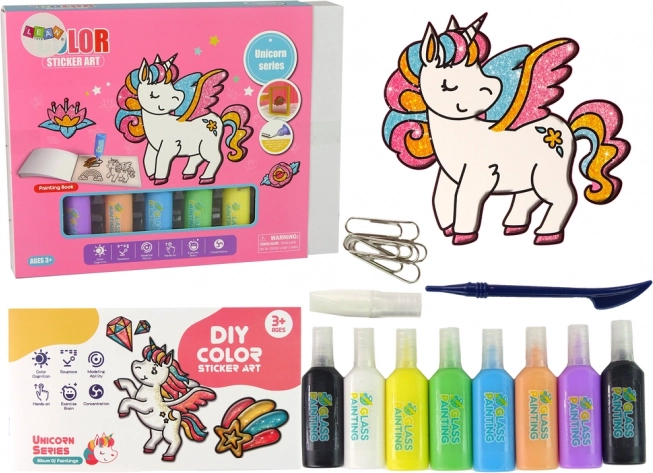 set nalepk za steklo Samorog DIY 8 barv z bleščicami