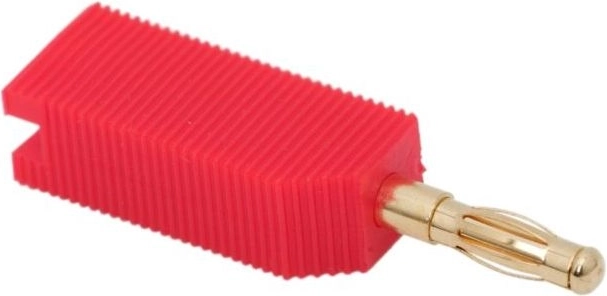 Pozlačen bananski konektor, rdeč, za kable premera 4 mm