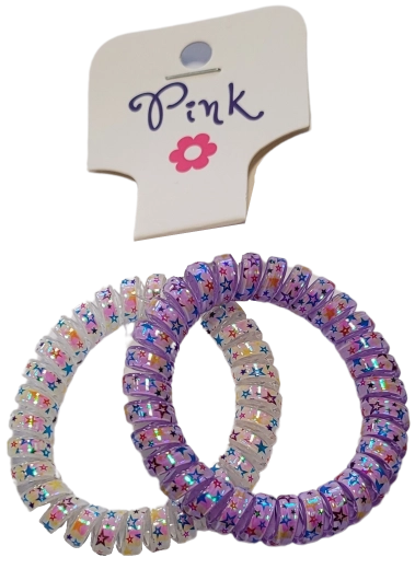 PINK spiralne elastike za lase z bisernim sijajem 2 kosa