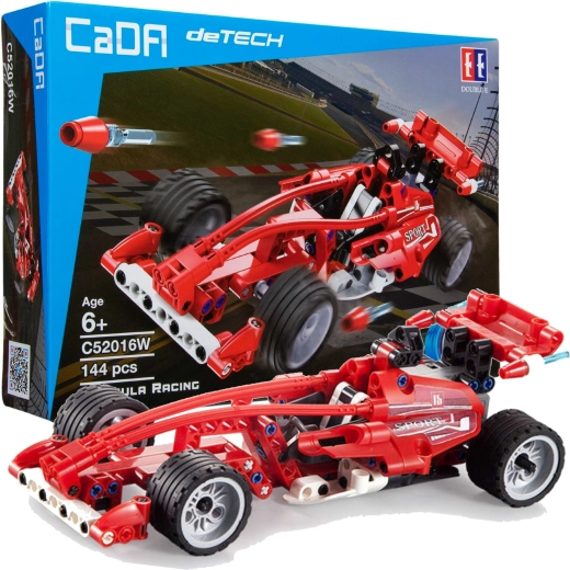 Gradbeni komplet CADA dirkalni avto Formula Racing 23 cm – 144 kosov z vzmetnim (pull-back) pogonom
