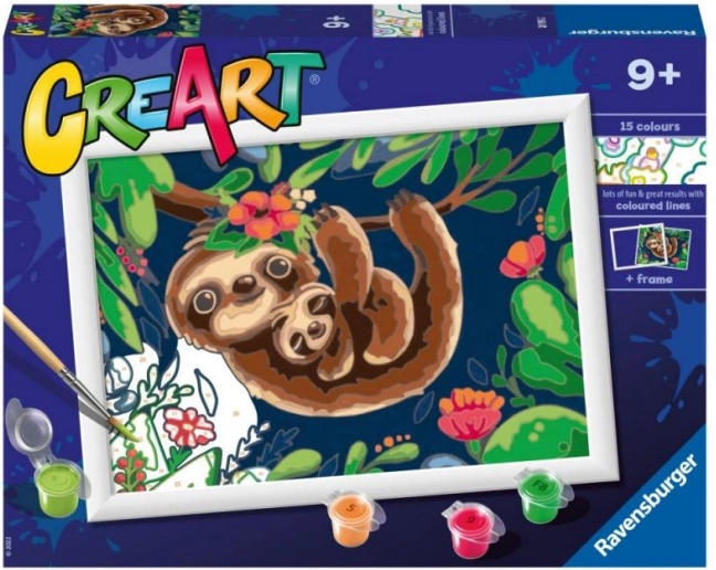 RAVENSBURGER CreArt slikanje po številkah – lenivci 24 × 18 cm