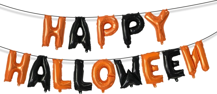 Halloweenska garnitura folijskih balonov Happy Halloween s pritrdilnim trakom