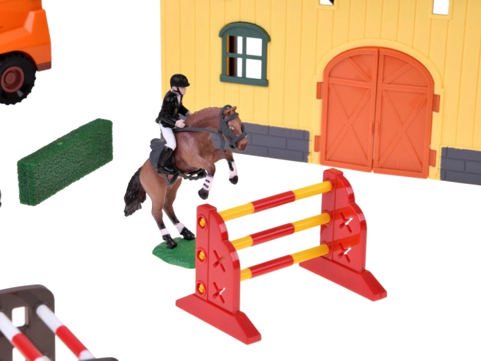 Show-jumping course, riders and accessories for competitions