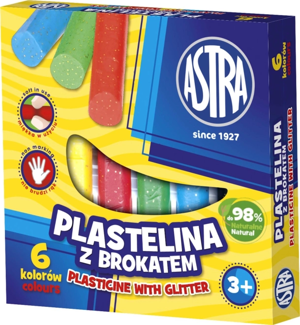 Astra plastelin z bleščicami – 6 barv