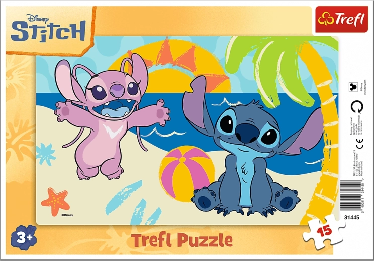 Trefl sestavljanka Lilo & Stitch: ob morju 15 kosov