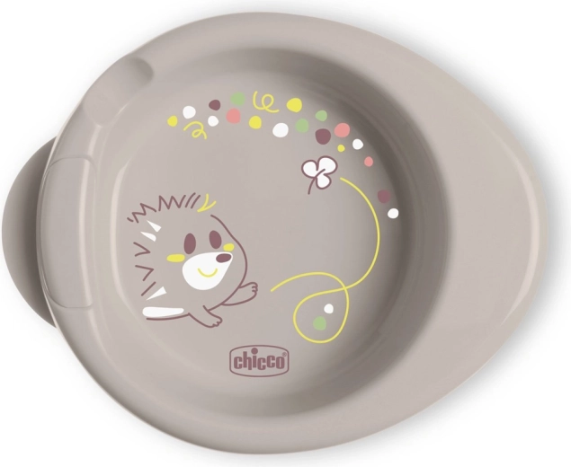 Chicco protizdrsni termokrožnik Warmy, ki ohranja hrano toplo, siv 6m+