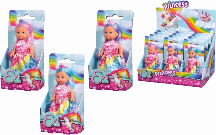 Lutka Evi Love mavrična princesa z barvitimi lasmi – 1 kos