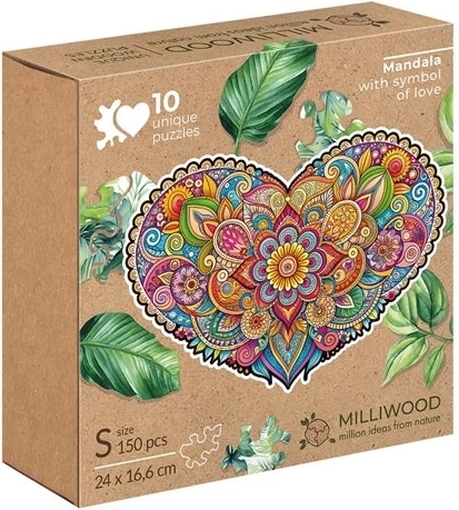 Milliwood mandala ljubezni – lesena sestavljanka srce 150 kosov