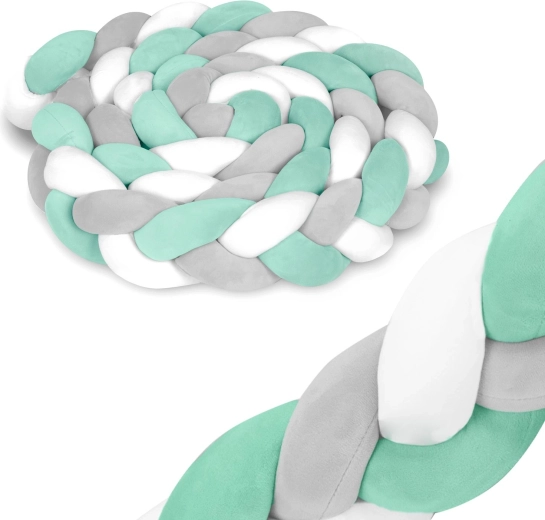 Pletena obposteljna kača 3 m mentolno–siva RICOKIDS