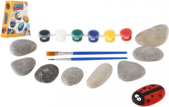 Slikanje na kamne – ustvarjalni komplet z barvami in čopiči