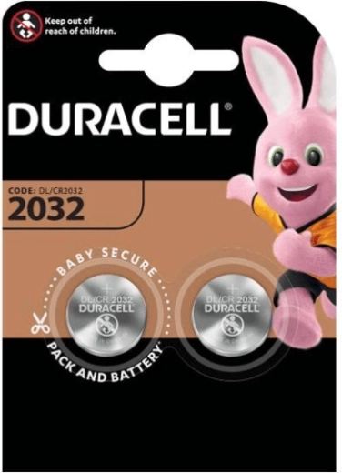 Litijeva gumbna baterija CR2032 DURACELL, 2 kos
