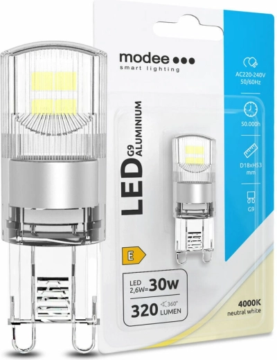Modee LED žarnica G9 aluminij 2,6 W nevtralno bela