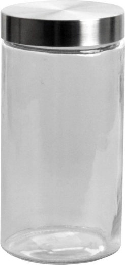 Steklena okrogla posoda 2,1 l z nerjavečim pokrovom