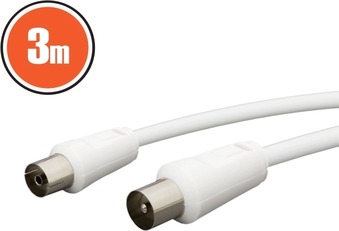 Koaksialni kabel vtič–vtičnica 3 m, bel