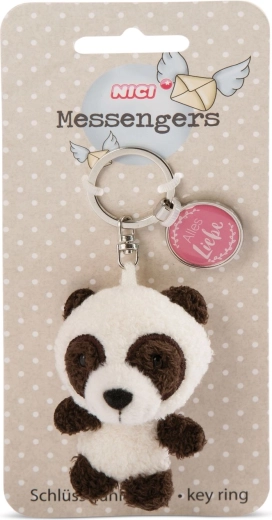 Plišast obesek za ključe Panda 7 cm z obesno kartico »Alles Liebe« – 1 kos