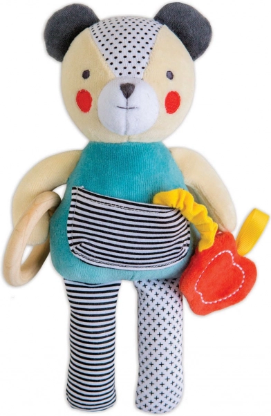 Petit Collage medvedek z grizalom iz organskega bombaža