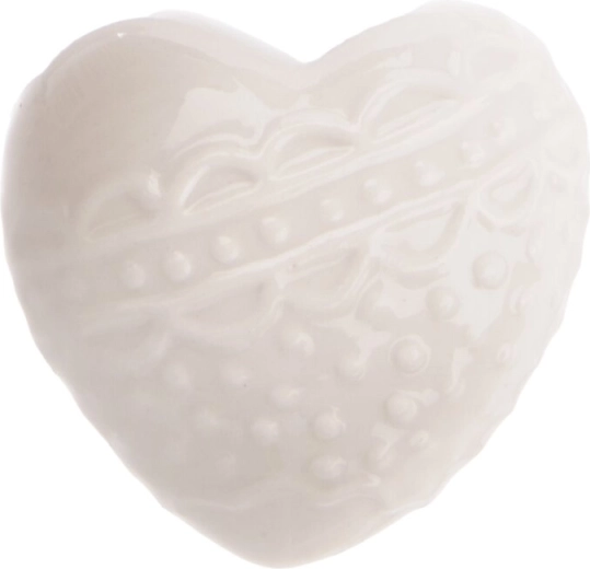 Belo porcelanasto srce – dekoracija 6 × 4 × 6 cm