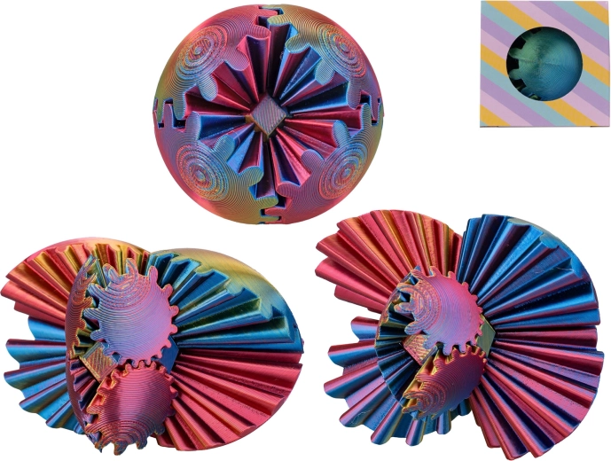 Antistresna miselna žogica 6 cm – dvobarvna spiralna puzzle žoga