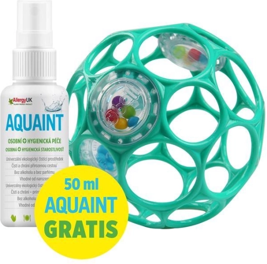 OBALL ropotuljica Rattle 10 cm (temno turkizna) + čistilna voda AQUAINT 50 ml