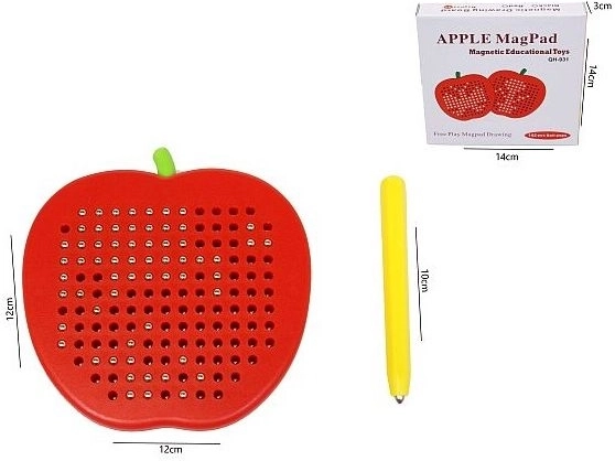 Magnetna tabla v obliki jabolka z magnetnimi kroglicami 4 cm
