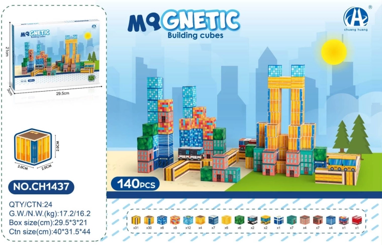 Magnetne kocke 3D – mesto, komplet 140 kosov