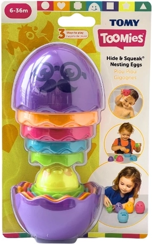 Matrijoškasta jajčka TOMY Toomies Hide and Squeak vijolična