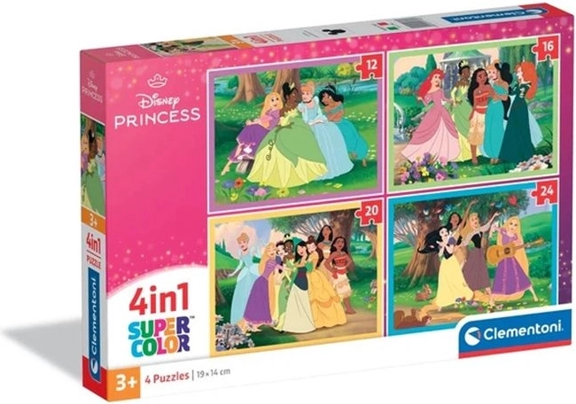 Clementoni SuperKolor sestavljanka 4 v 1 Disney Princess