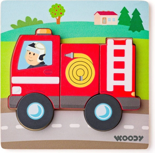 Woody baby vstavljanka lesena puzzle gasilski avto 5 kosov – 1 kos
