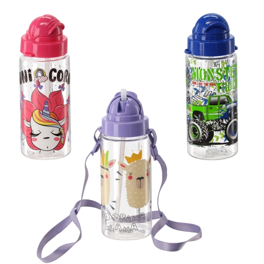 Otroška plastična steklenička za pitje s slamico 500 ml