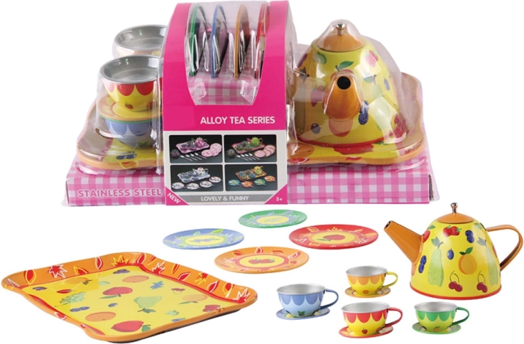 Kovinski čajni set s pripomočki, 15 kosov