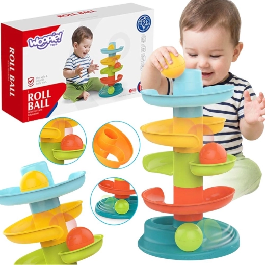 Woopie Baby kroglična steza s spiralnim stolpom in 3 žogicami