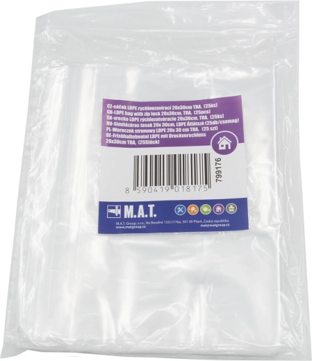 LDPE vrečke z hitrim zapiranjem 20 × 30 cm, pakiranje 25 kos