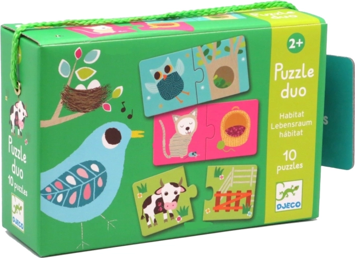 DJECO Puzzle živalske hišice 12x2 kosov
