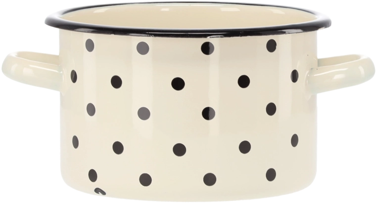 Emajliran lonec 2 l, 16 cm, bel s pikicami