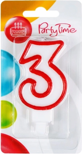 Rojstnodnevna svečka številka 3 rdeča