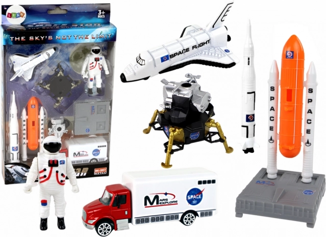 set vesoljskih figuric in raket, 8 delov