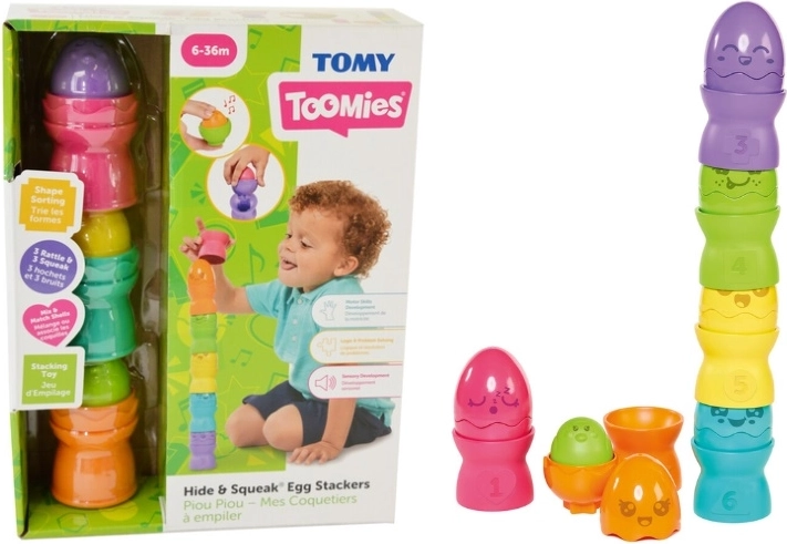 TOMY Toomies zložljiva piramida iz jajčk Hide & Squeak