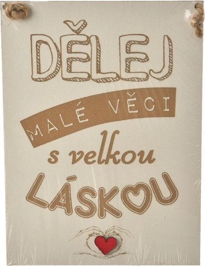 Lesena dekorativna tabla »Delaj majhne stvari« 20 × 28 cm