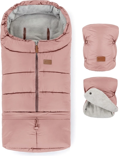 Petite&Mars set zimska vreča za voziček Jibot 3v1 in rokavice za voziček Jasie dusty pink