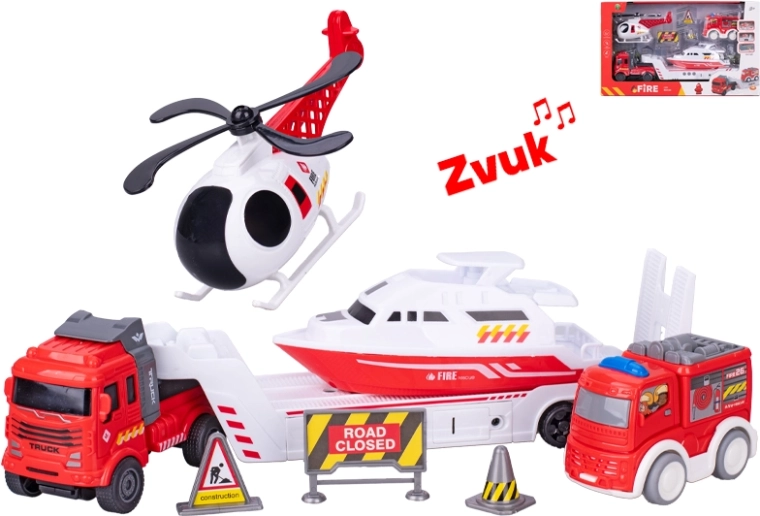 Gasilecki igralni set s tovornjakom 30 cm z lučmi in zvoki